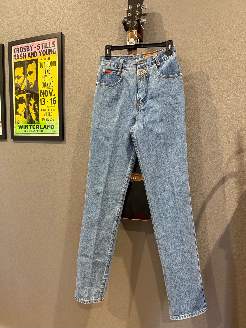 Vintage Lawman high waisted, Straight Leg Women's Jeans in Light Blue Denim